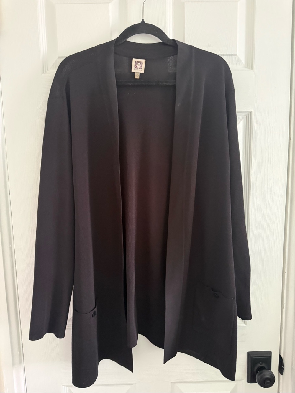 Anne Klein Black Open-Front Draped Cardigan - Black - 3X - Wardrobe Staple